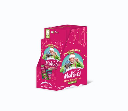 Molina Функц. крем-лакомство для кошек и котят «Зимний Микс», 6 шт х 12 г, 72 г